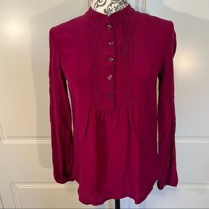 CURRENT 100% SILK Tunic Blouse w/Placket and buttons women's size 6
